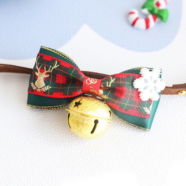 Christmas Bow Tie Pet Collar