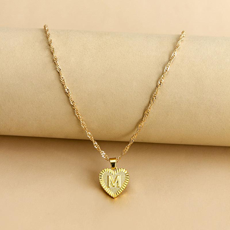 “Heart of Gold” Initial Pendant Necklace