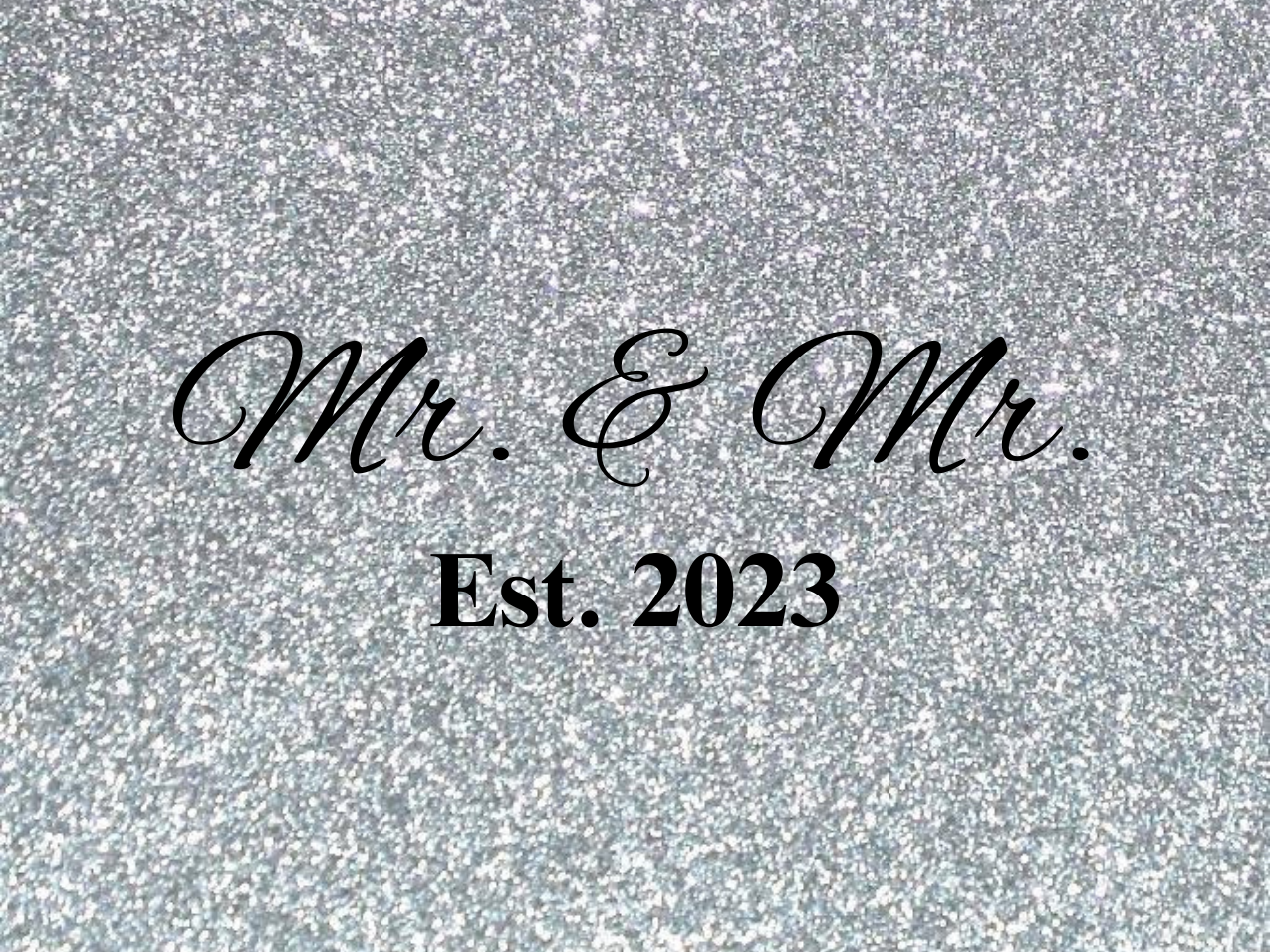 “Spouses Est. 2023” Medallion Ornament (Silver Glitter Background w/ Black Font)