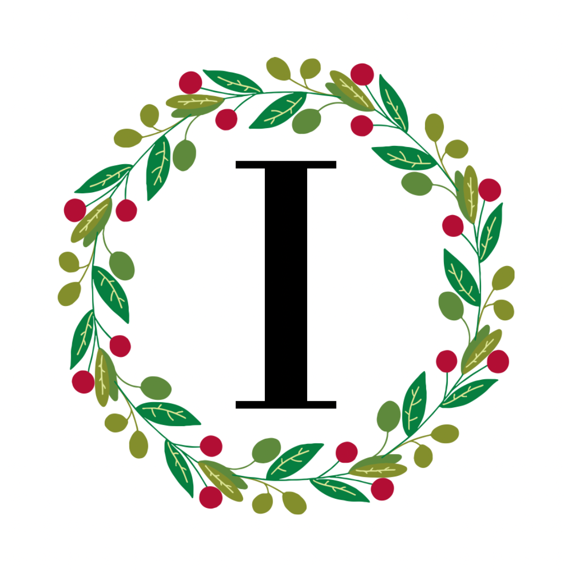 Wreathed Initial Mug