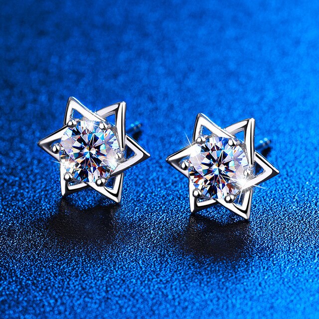 Six-Pointed Star Moissanite Stud Earrings