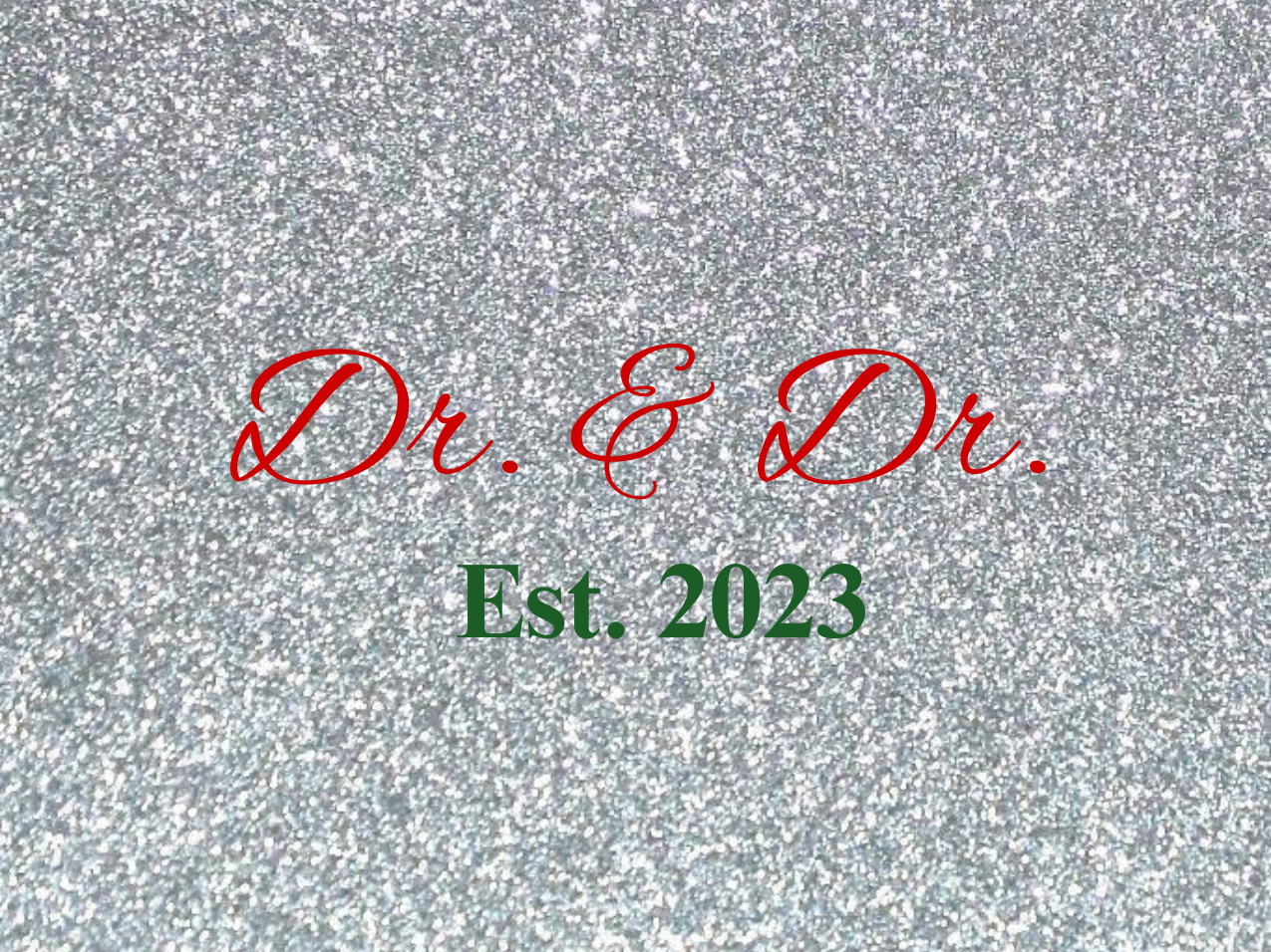 “Spouses Est. 2023” Medallion Ornament (Silver Glitter Background w/ Dark Red & Green Font)