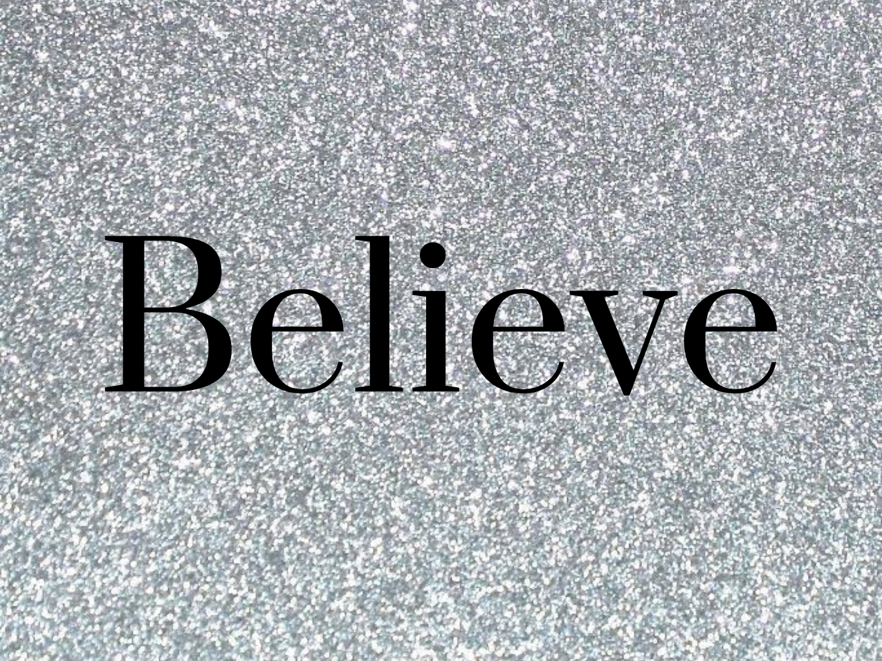 “Believe” Medallion Ornament (Silver Glitter Background)