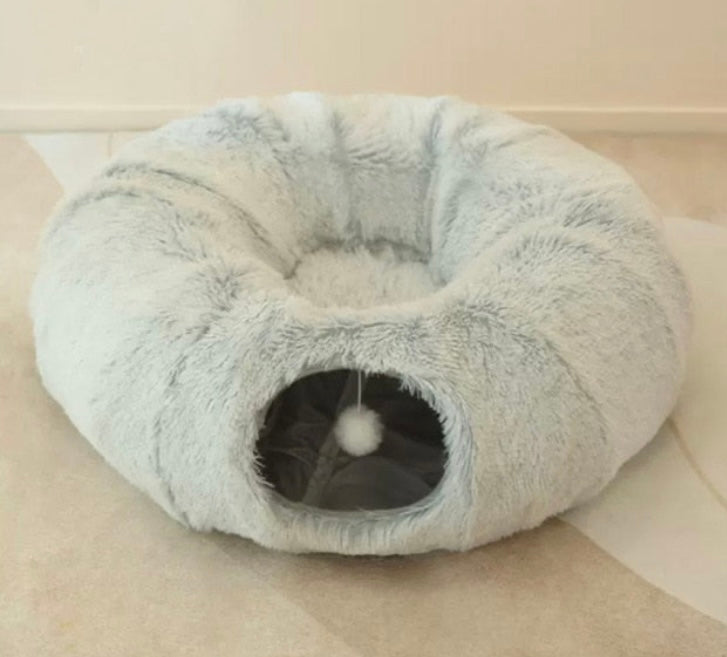 2-in-1 Round Tunnel Cat Bed