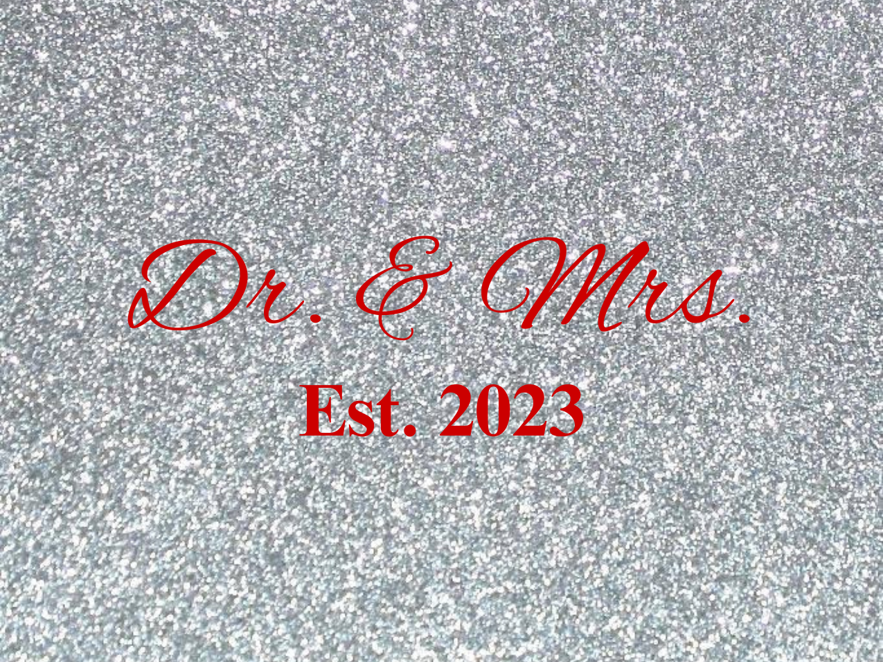 “Spouses Est. 2023” Medallion Ornament (Silver Glitter Background w/ Red Font)