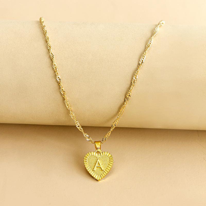 “Heart of Gold” Initial Pendant Necklace