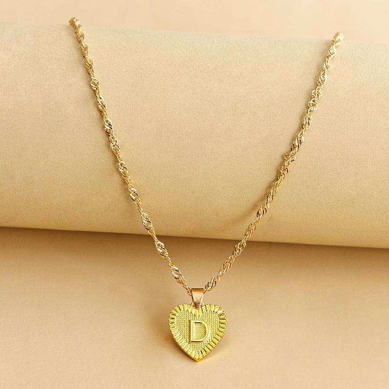 “Heart of Gold” Initial Pendant Necklace