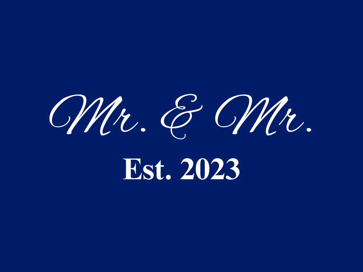 “Spouses Est. 2023” Medallion Ornament (Midnight Navy Background w/ White Font)