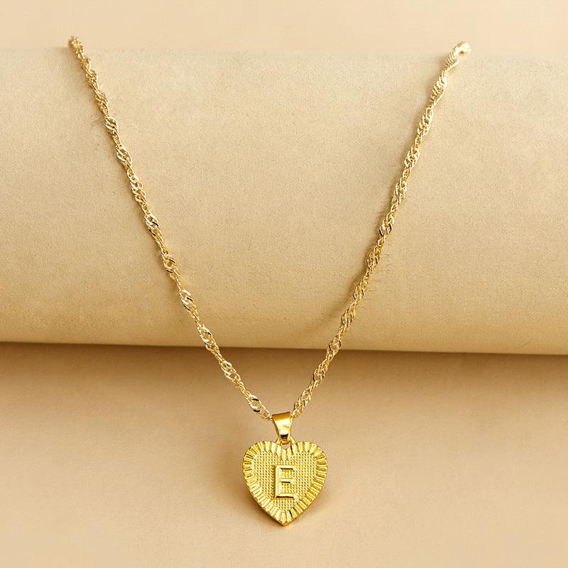 “Heart of Gold” Initial Pendant Necklace