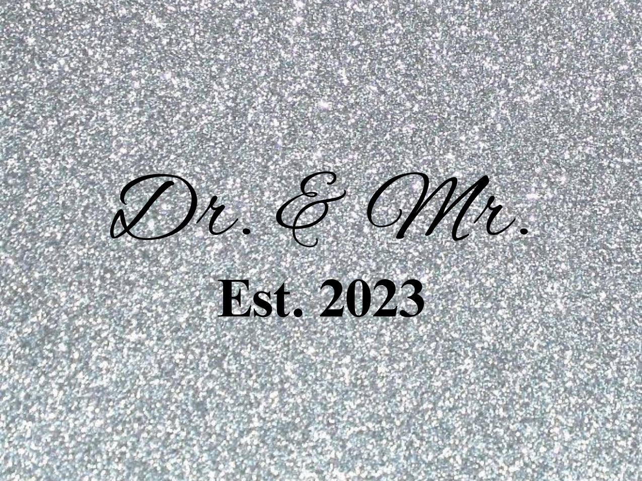 “Spouses Est. 2023” Medallion Ornament (Silver Glitter Background w/ Black Font)