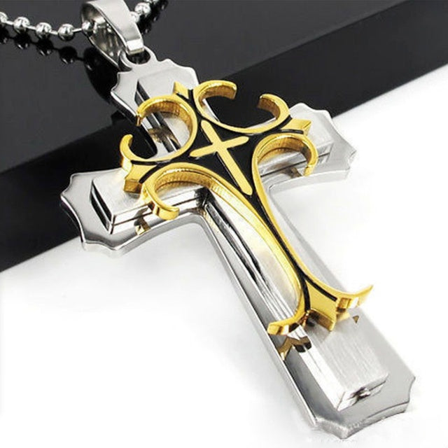 Two-Tone Cross Necklace