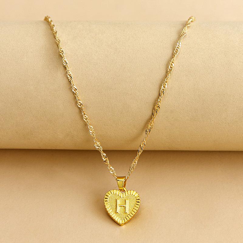 “Heart of Gold” Initial Pendant Necklace