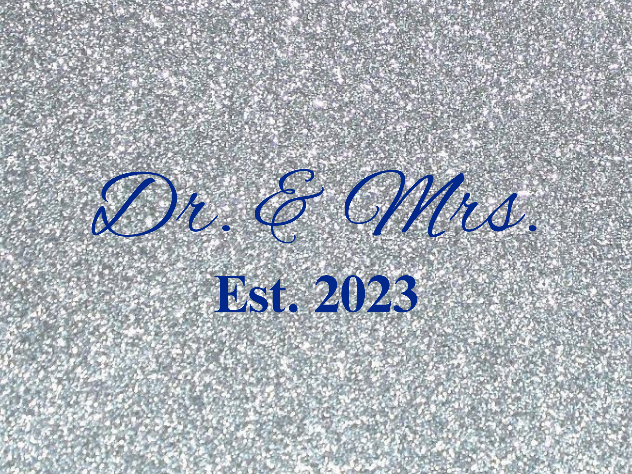 “Spouses Est. 2023” Medallion Ornament (Silver Glitter Background w/ Navy Font)