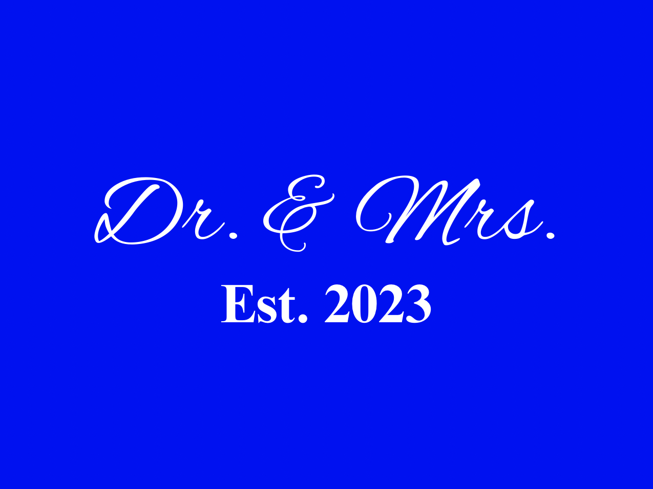 “Spouses Est. 2023” Medallion Ornament (Royal Blue Background w/ White Font)