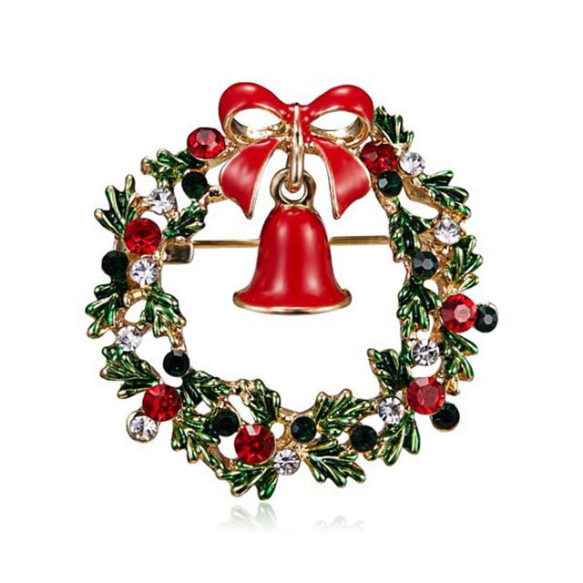 Rhinestone Enamel Christmas Pin