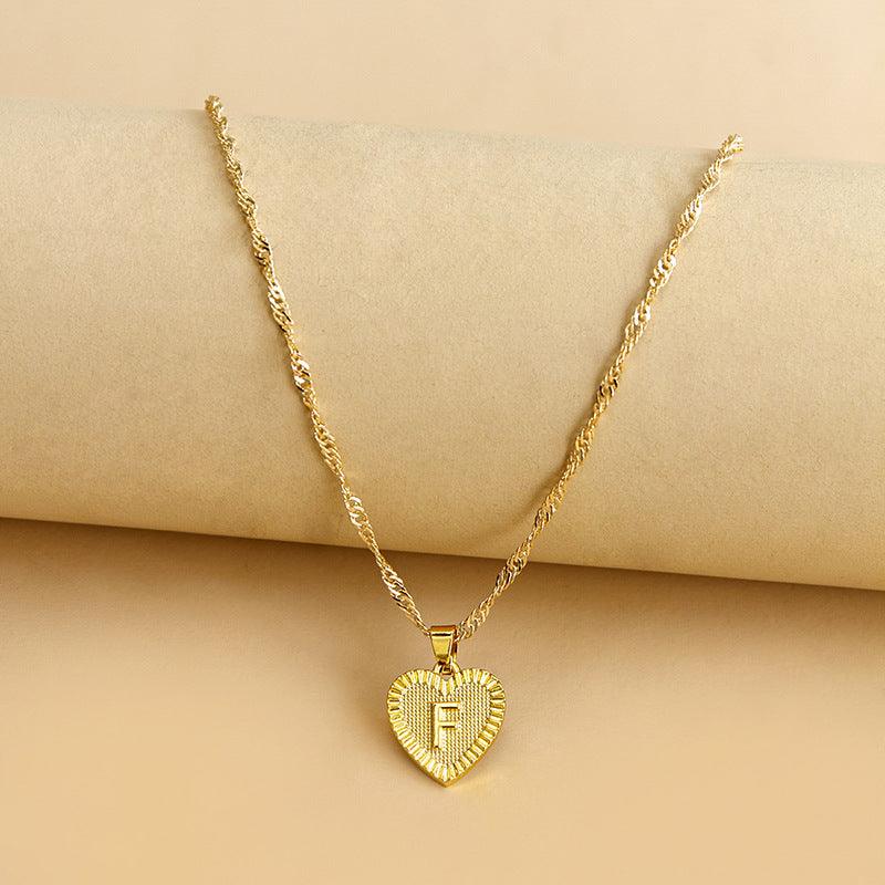 “Heart of Gold” Initial Pendant Necklace