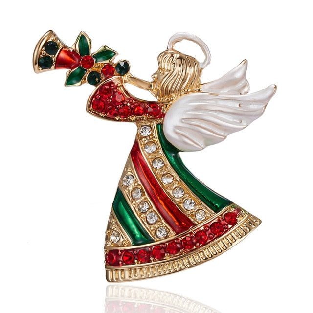 Rhinestone Enamel Christmas Pin