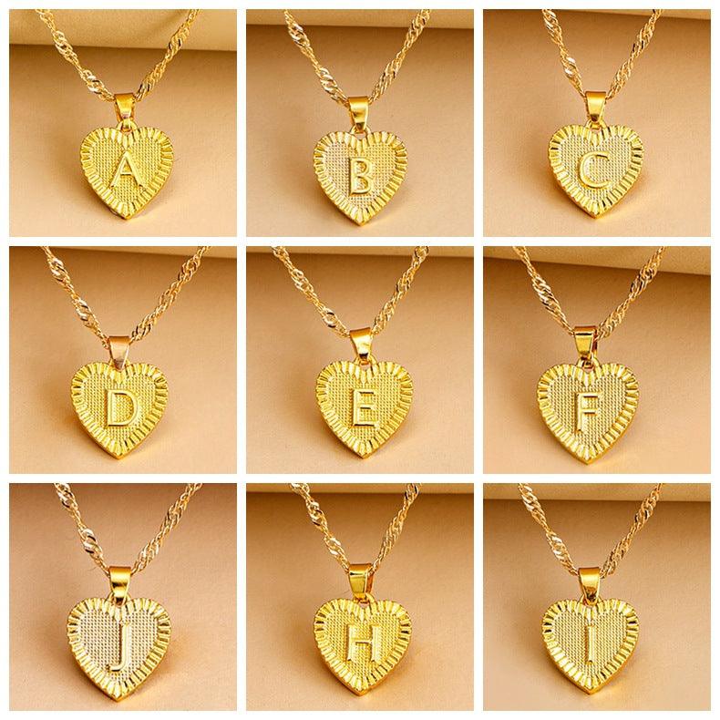 “Heart of Gold” Initial Pendant Necklace