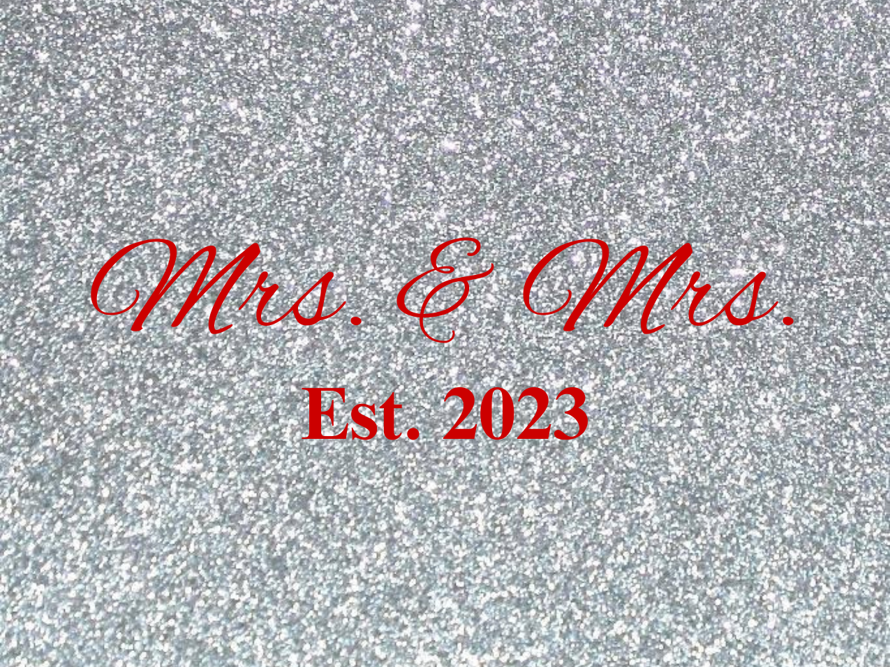 “Spouses Est. 2023” Medallion Ornament (Silver Glitter Background w/ Red Font)