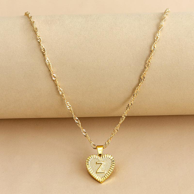 “Heart of Gold” Initial Pendant Necklace