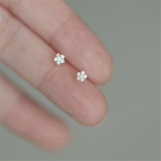 Sterling Silver / Gold-Plated Flower Stud Earrings