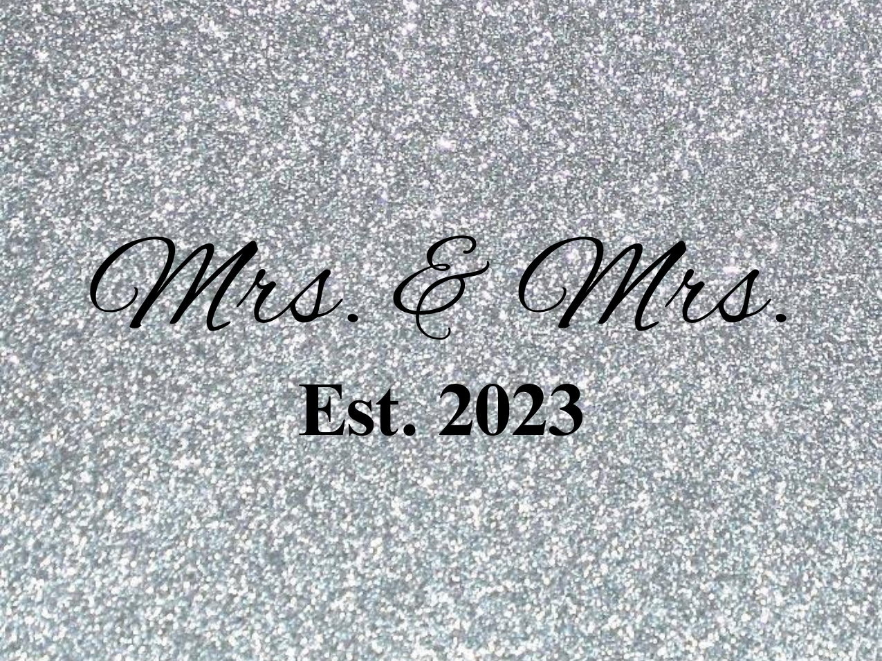 “Spouses Est. 2023” Medallion Ornament (Silver Glitter Background w/ Black Font)