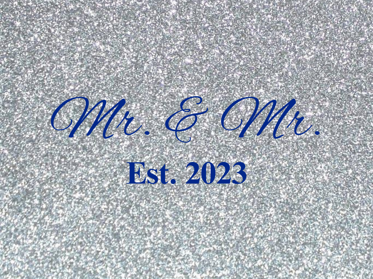 “Spouses Est. 2023” Medallion Ornament (Silver Glitter Background w/ Navy Font)