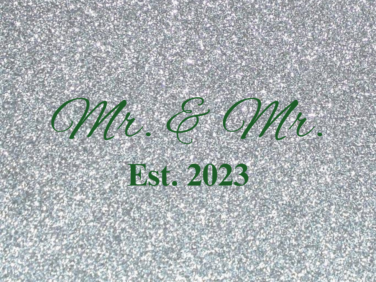 “Spouses Est. 2023” Medallion Ornament (Silver Glitter Background w/ Green Font)