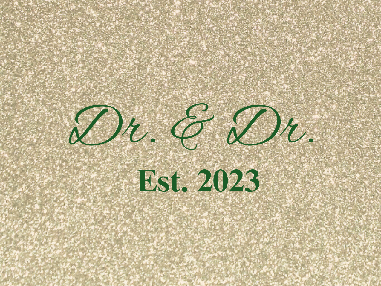 “Spouses Est. 2023” Medallion Ornament (Gold Glitter Background w/ Green Font)