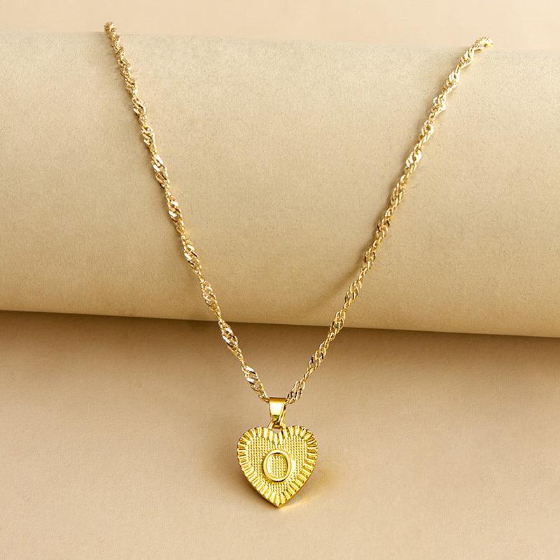 “Heart of Gold” Initial Pendant Necklace