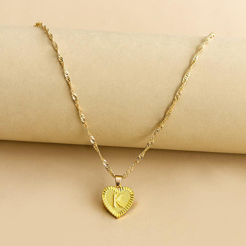 “Heart of Gold” Initial Pendant Necklace