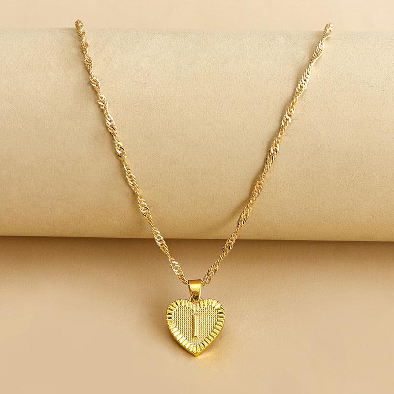 “Heart of Gold” Initial Pendant Necklace