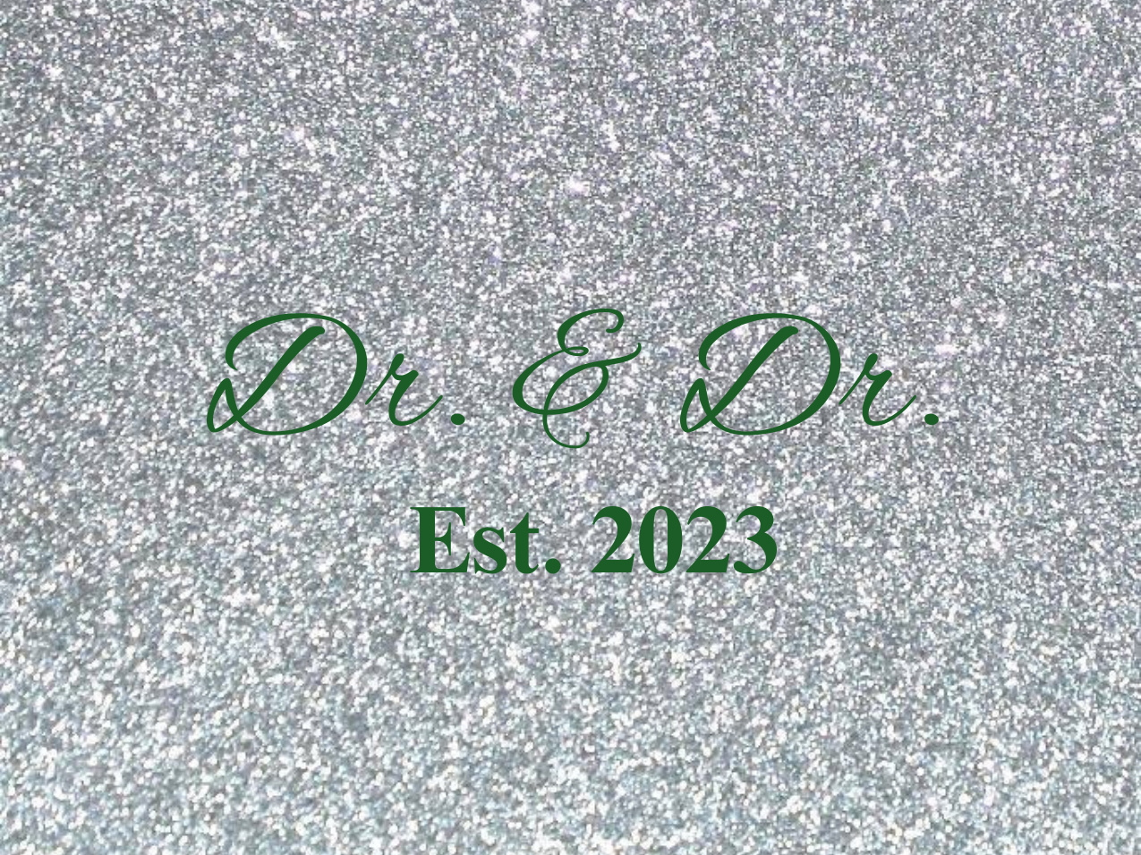 “Spouses Est. 2023” Medallion Ornament (Silver Glitter Background w/ Green Font)