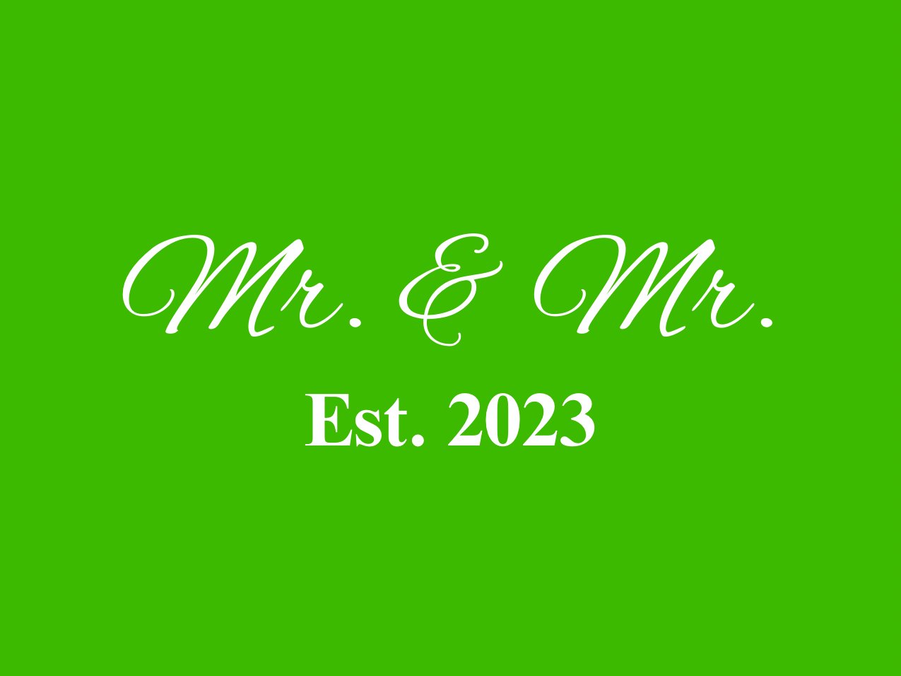 “Spouses Est. 2023” Medallion Ornament (Bright Green Background w/ White Font)