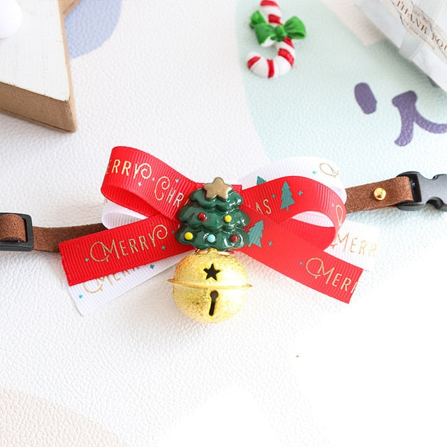 Christmas Bow Tie Pet Collar