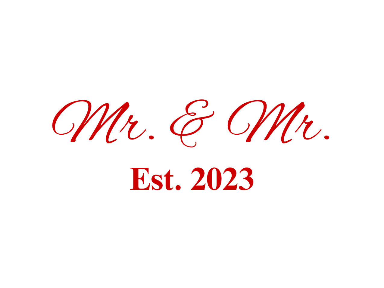 “Spouses Est. 2023” Medallion Ornament (White Background w/ Dark Red Font)