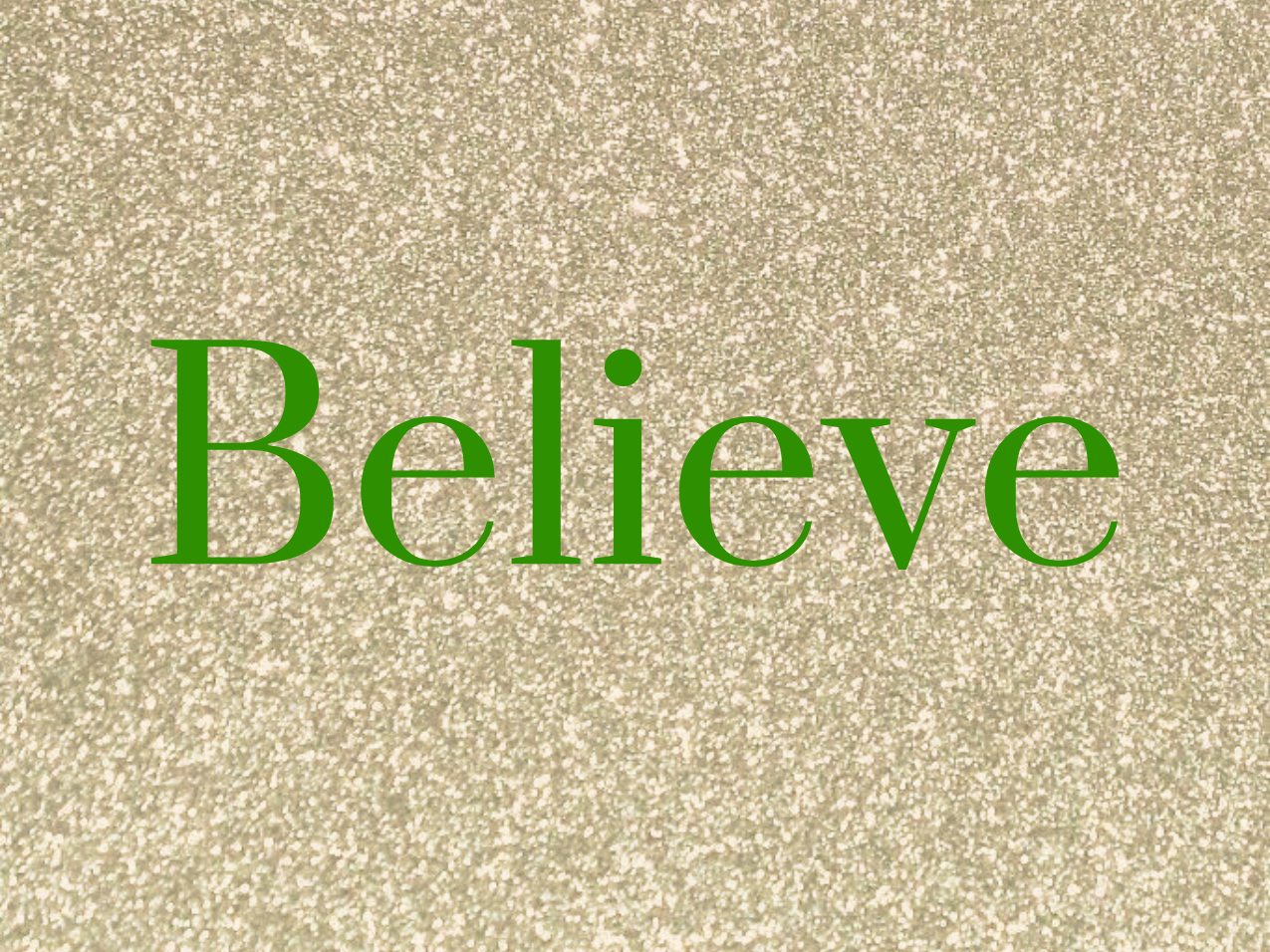 “Believe” Medallion Ornament (Gold Glitter Background)