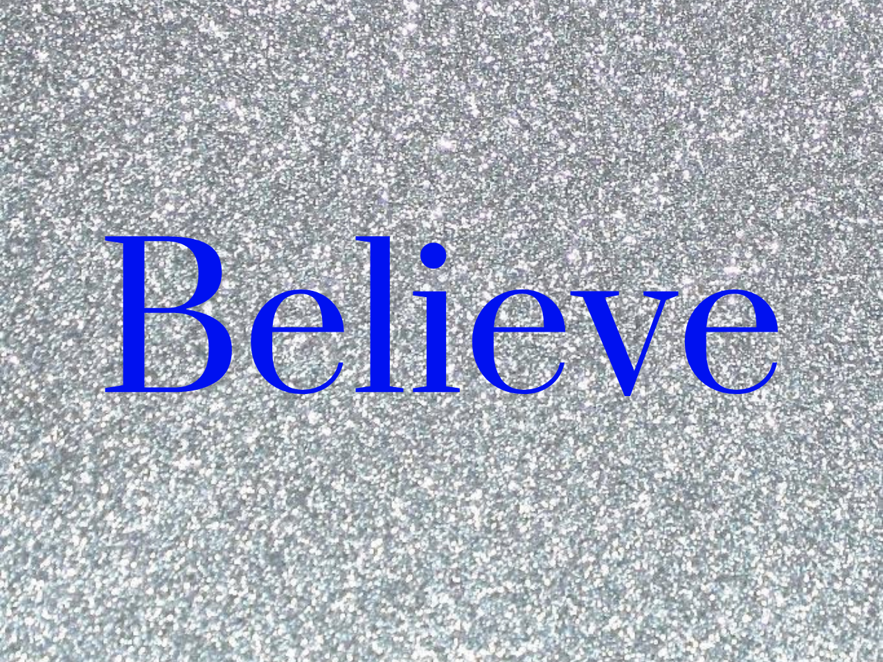 “Believe” Medallion Ornament (Silver Glitter Background)