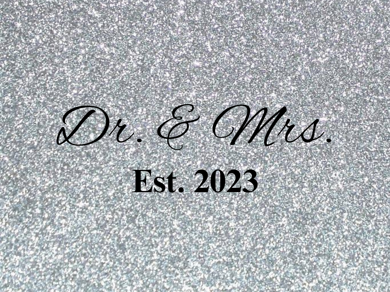 “Spouses Est. 2023” Medallion Ornament (Silver Glitter Background w/ Black Font)