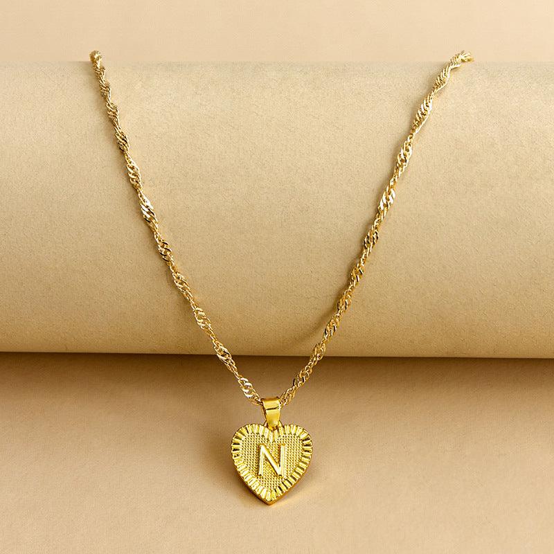 “Heart of Gold” Initial Pendant Necklace