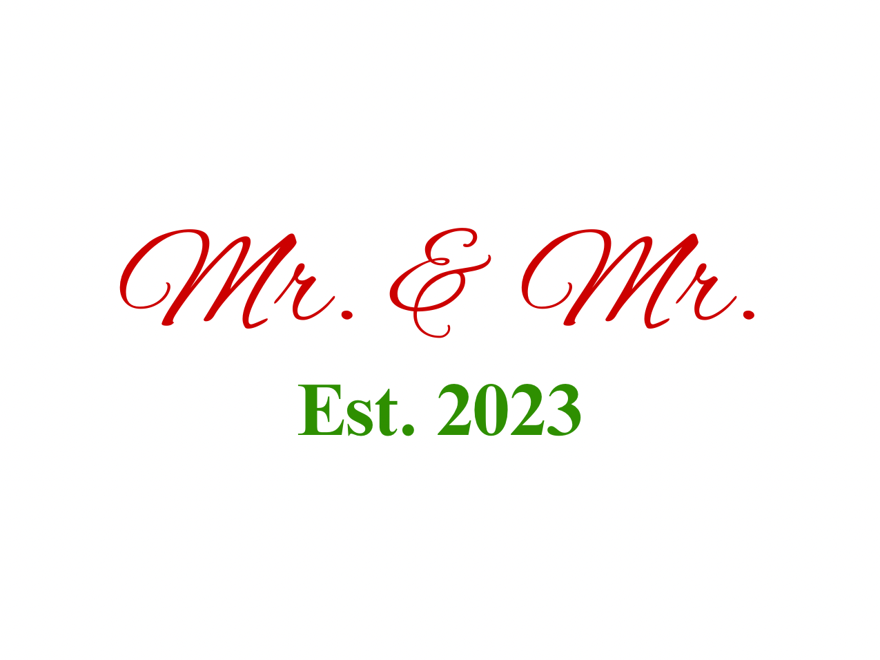 “Spouses Est. 2023” Medallion Ornament (White Background w/ Dark Red & Green Font)