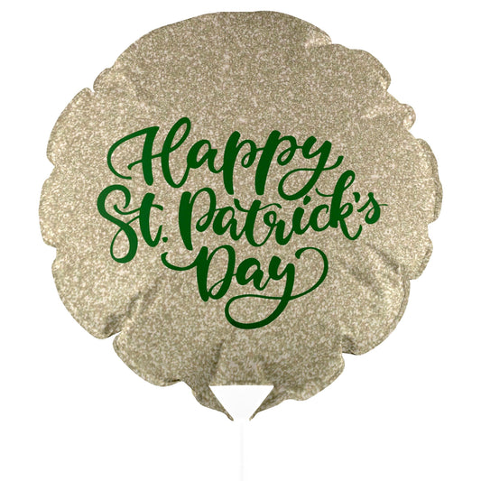 Gold Glitter / Green “Happy St. Patrick’s Day” Balloon