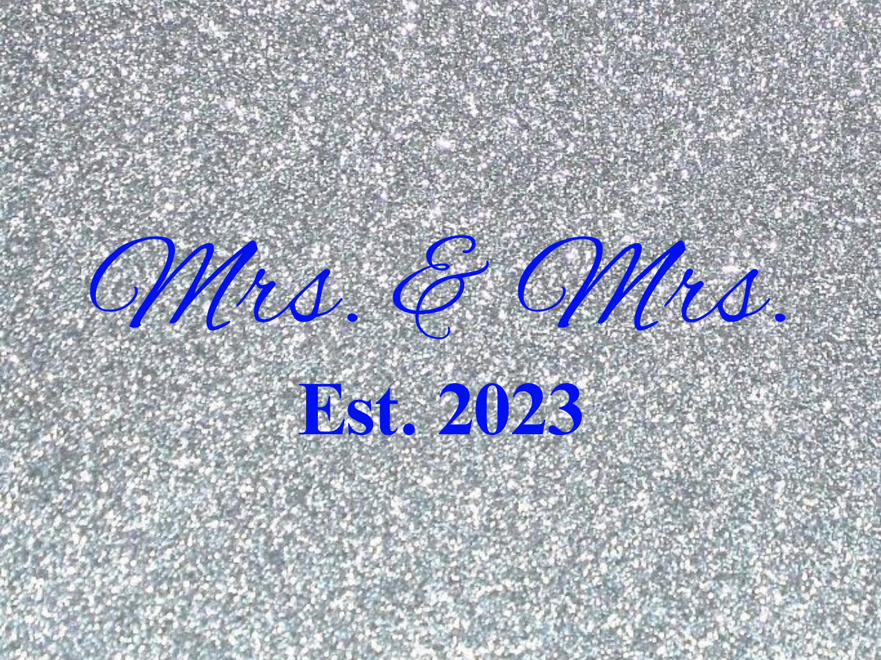 “Spouses Est. 2023” Medallion Ornament (Silver Glitter Background w/ Royal Blue Font)