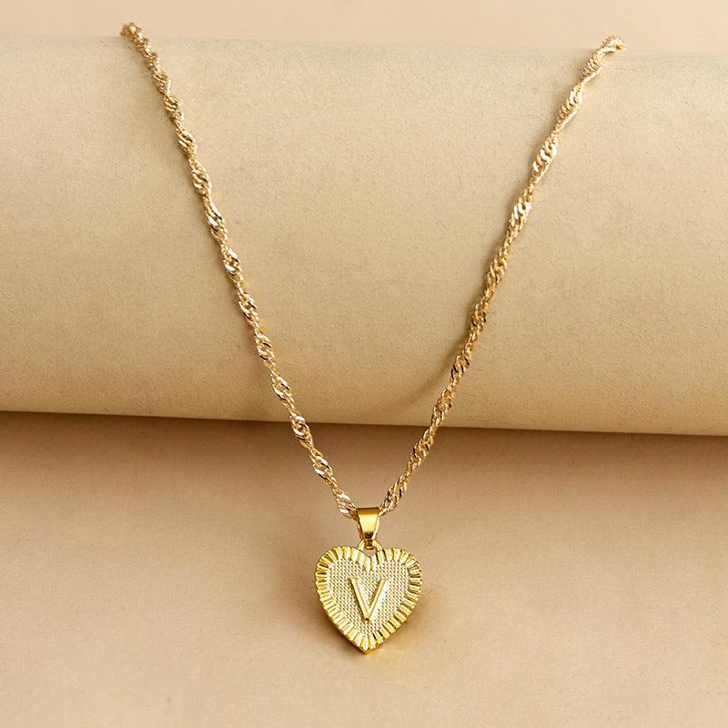 “Heart of Gold” Initial Pendant Necklace