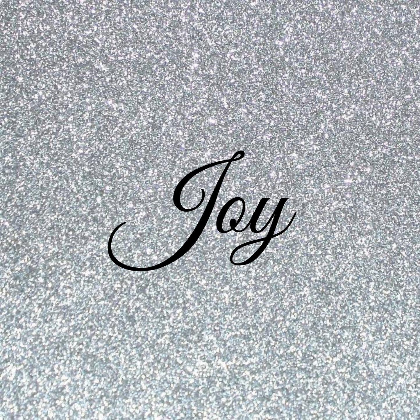 Cursive “Joy” Plate (Silver Glitter Background)