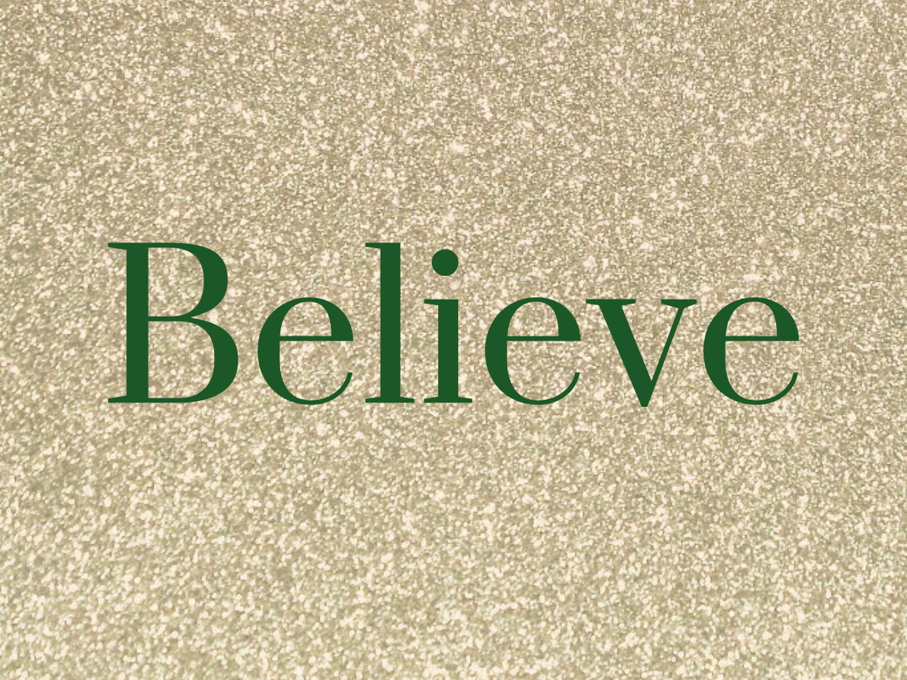 “Believe” Medallion Ornament (Gold Glitter Background)