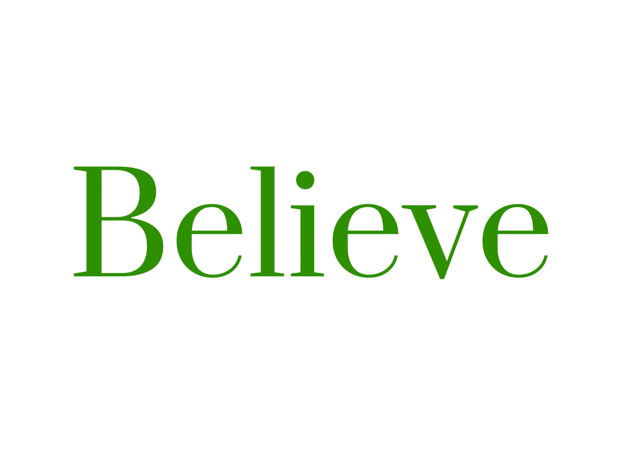 “Believe” Medallion Ornament (White Background w/ Colored Font)