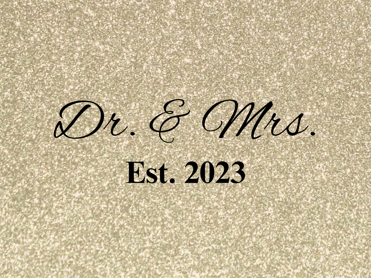 “Spouses Est. 2023” Medallion Ornament (Gold Glitter Background w/ Black Font)