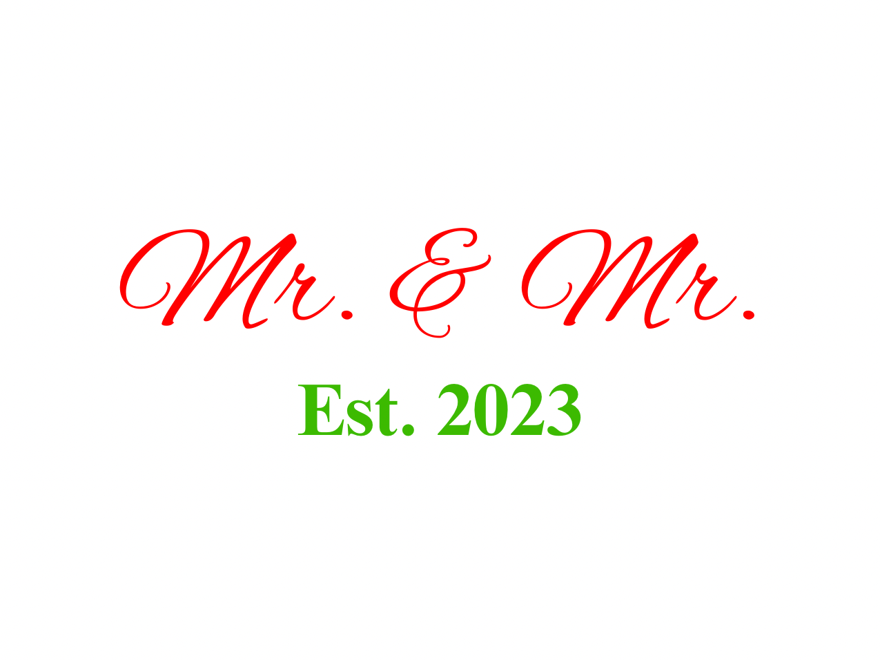 “Spouses Est. 2023” Medallion Ornament (White Background w/ Bright Red & Green Font)