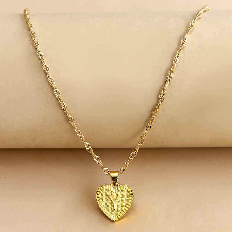 “Heart of Gold” Initial Pendant Necklace